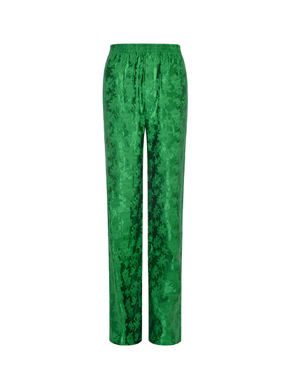 M essential Mackay designer emerald green silk thread embroidered top  pants set- zim.