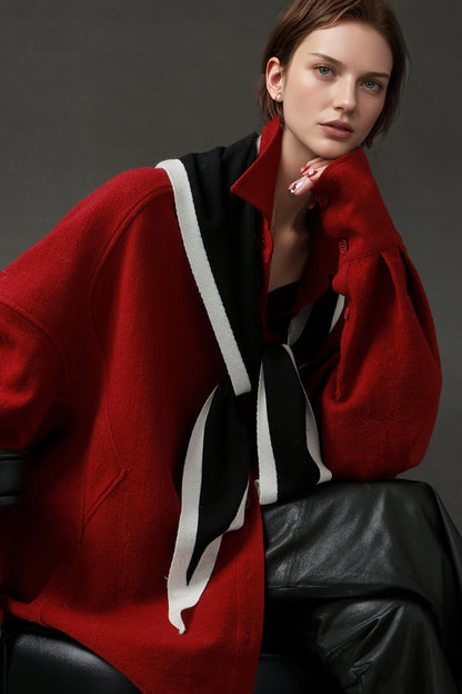 PIAOIN Luxury Old Money Style Wool Shirt Women's Single Breasted Shirt-FERA