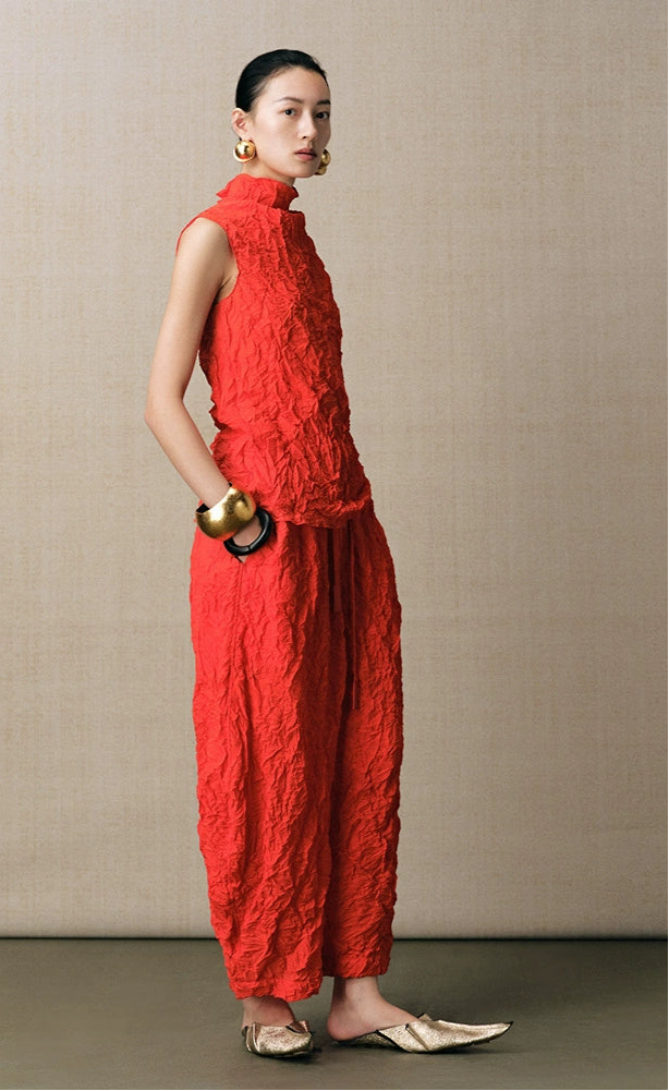 ZHUCHONGYUN bright and wrinkled sleeveless turtleneck top--KANEKI.