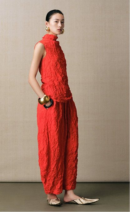 ZHUCHONGYUN bright and wrinkled sleeveless turtleneck top--KANEKI.