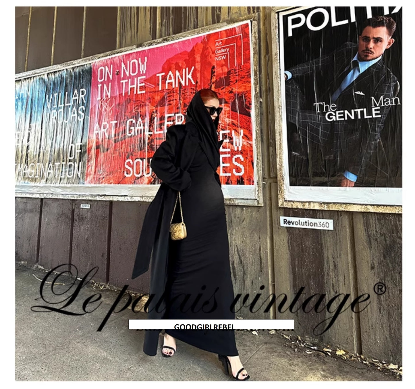 Le palais vintage royal black multiple wearing thick shawl tight wrap long dress