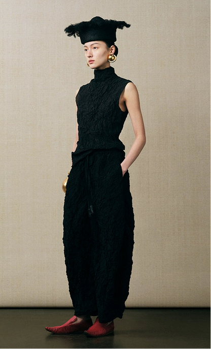 ZHUCHONGYUN cocoon-shaped pleated cropped trousers and top-NAG.