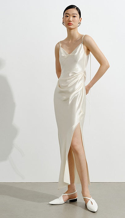 COMME MOI  Summer Acetate Slim Fit Slip Dress - GOLDEN.
