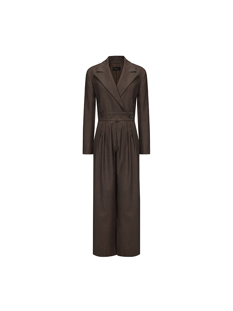 ATELIER MISS LU Lapel Suit Wool Wide-leg Jumpsuit - RICK.