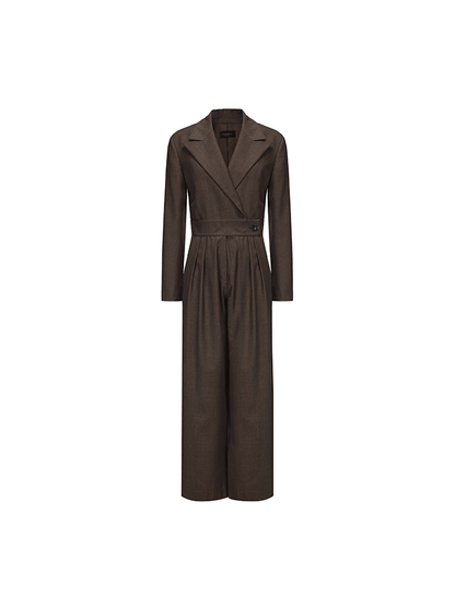 ATELIER MISS LU Lapel Suit Wool Wide-leg Jumpsuit - RICK.