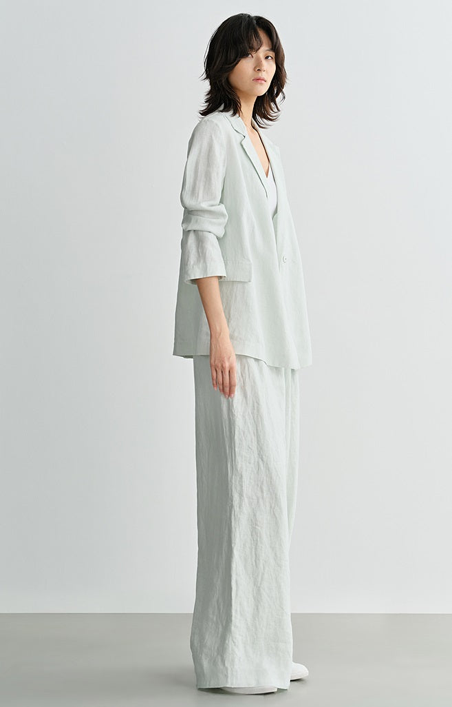 COMME MOI Linen High Waist Wide-leg Pants - THOMAS.