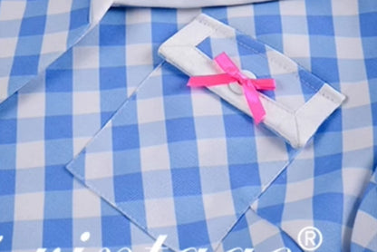 Le Palais  Blue Plaid Small Fragrance Thin Short Coat + Short Skirt- Yuno