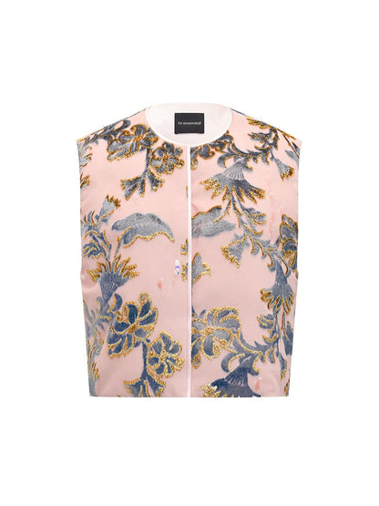 M essential Mackay designer blue velvet atelier beaded down vest - Nami.