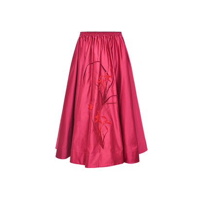 M essential Mackay designer red goldfish bead off shoulder top pleated skirt set- plum.