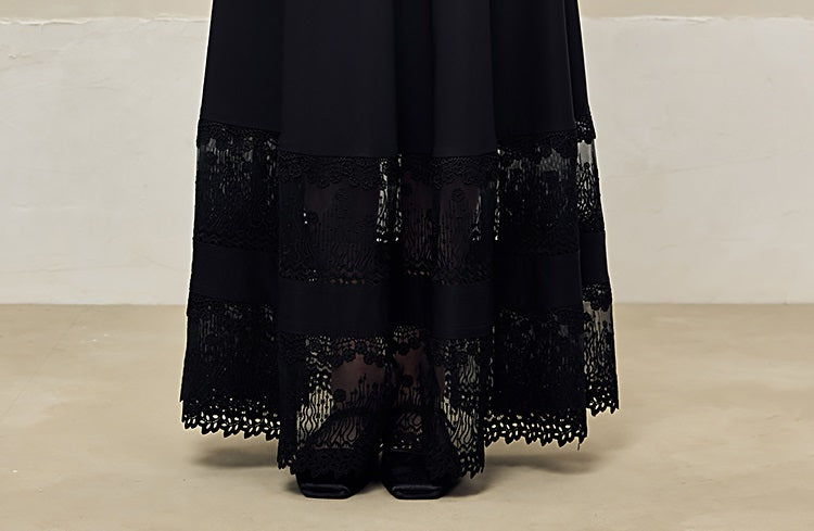 HECO Acetate Hollow Lace A-line Long Skirt women - FLOW.
