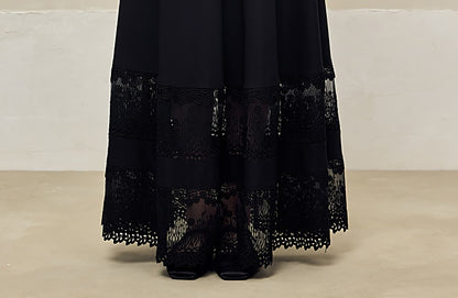 HECO Acetate Hollow Lace A-line Long Skirt women - FLOW.