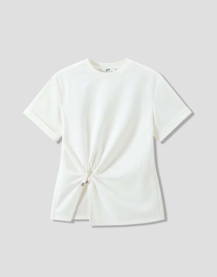 COMME MOI Commuter Slit crew neck white T-Shirt - TARE.