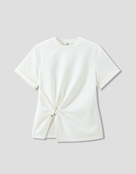 COMME MOI Commuter Slit crew neck white T-Shirt - TARE.