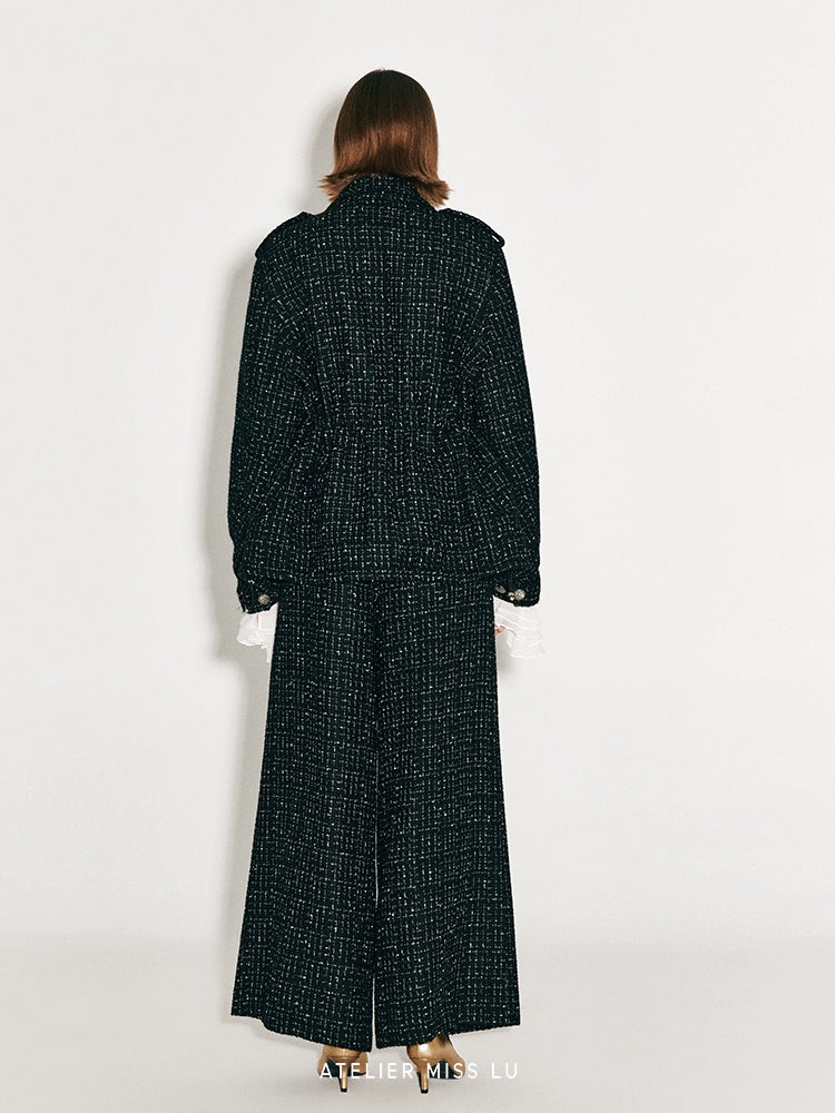 ATELIER MISS LU Adjustable Cinched Tweed Hunting Jacket - RAMSEY