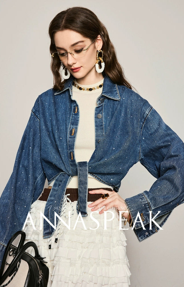 ANNASPEAK tied short cropped denim Jacket-SOTE.