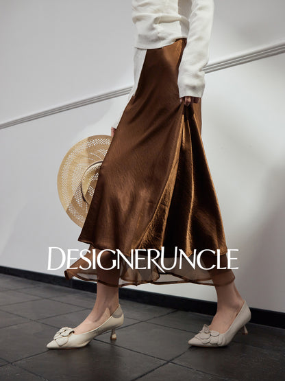 DGU "Yelan" high-waisted black mid-length skirt - HUNTIX.