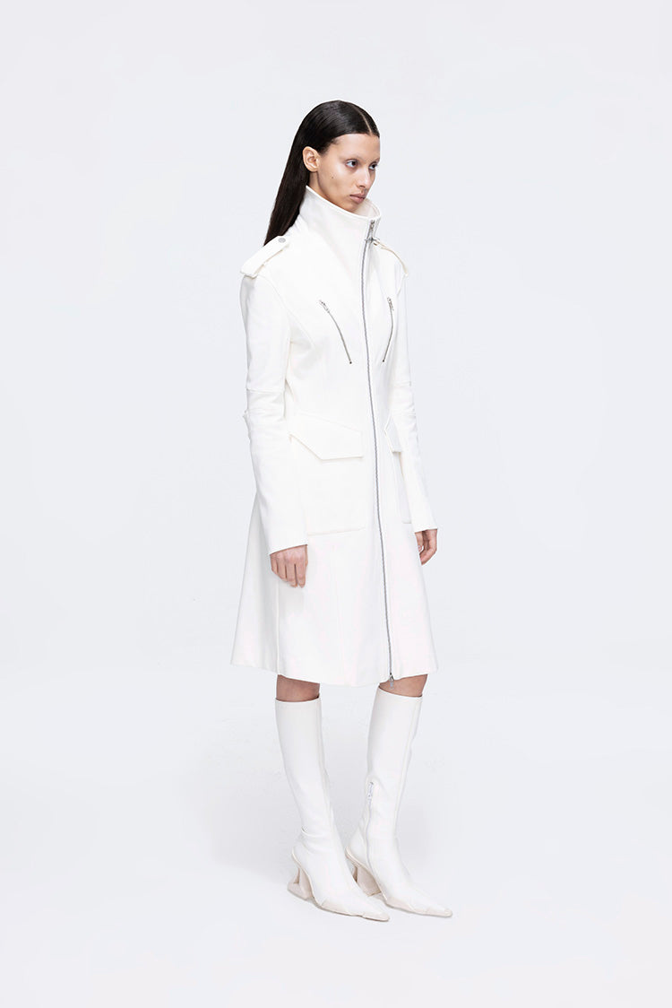 ANNAKIK niche four-pointed star function stand-up collar mid-length coat-HUILIN