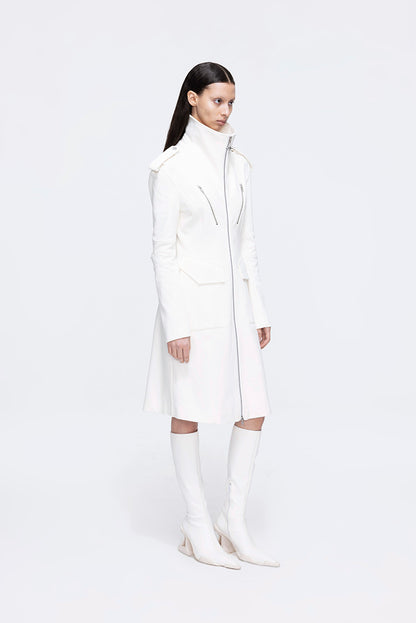 ANNAKIK niche four-pointed star function stand-up collar mid-length coat-HUILIN
