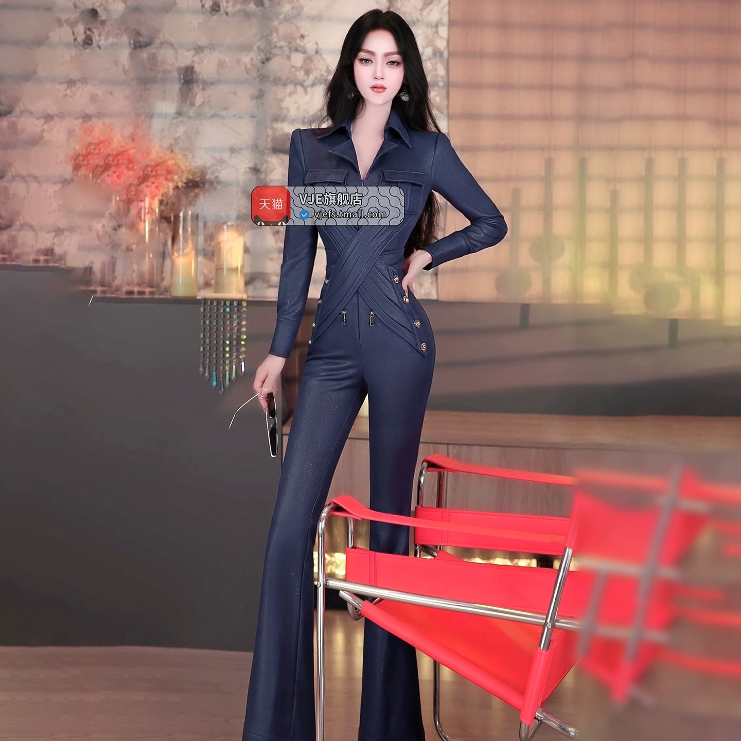 VJE Cross Decorative Business Style Jumpsuits-DOE.