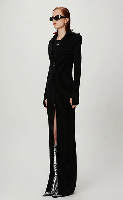 ANNAKIKI high neck long-sleeve wool long dress- JOHAN.