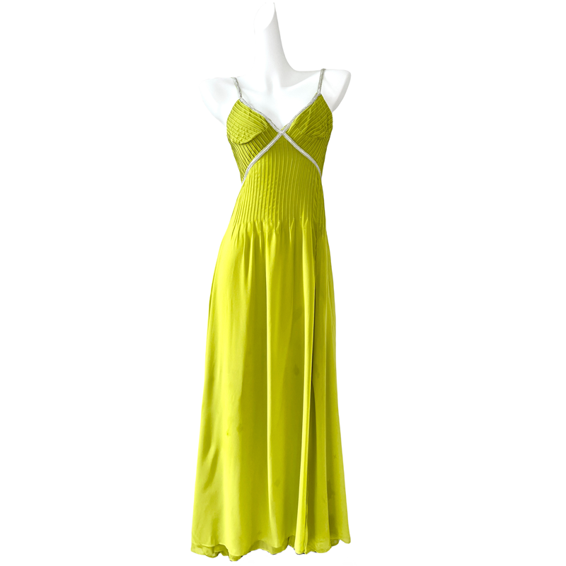 DOLLY Elegant Green V-Neck Sleeveless Slim Fit Backless Slit Resort Dress-JUN