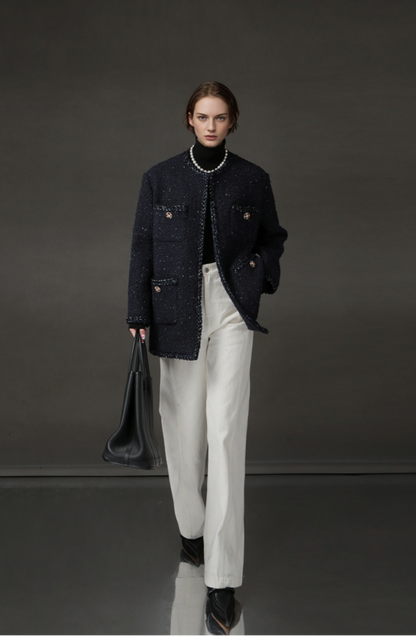 PIAOIN Elegant and Luxurious Small French Wool Short Jacket Spring-TIA