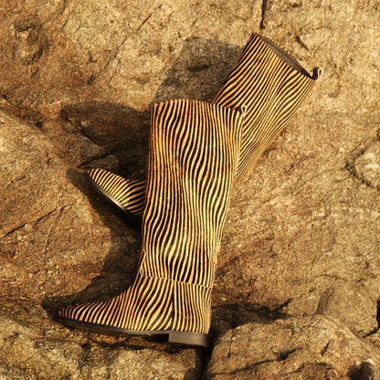 B-FEI Gold Stripe High Boots-MICHI.