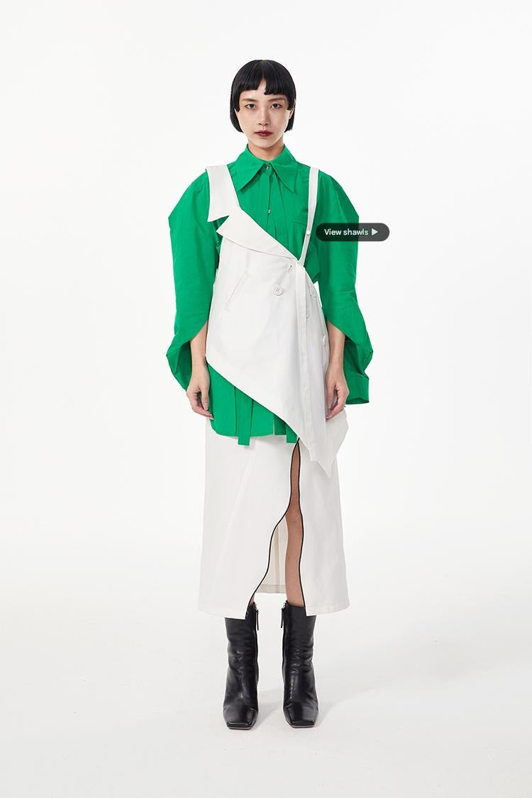 TINY IN double-collar design silhouette 3d green Shirt-JOJO