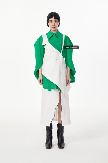 TINY IN double-collar design silhouette 3d green Shirt-JOJO