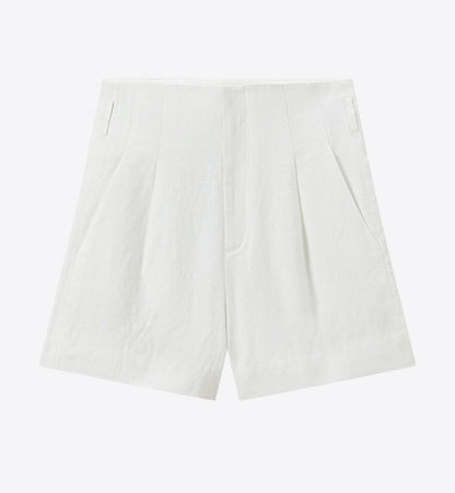 COMME MOI summer women's white linen shorts - DOMINUS.