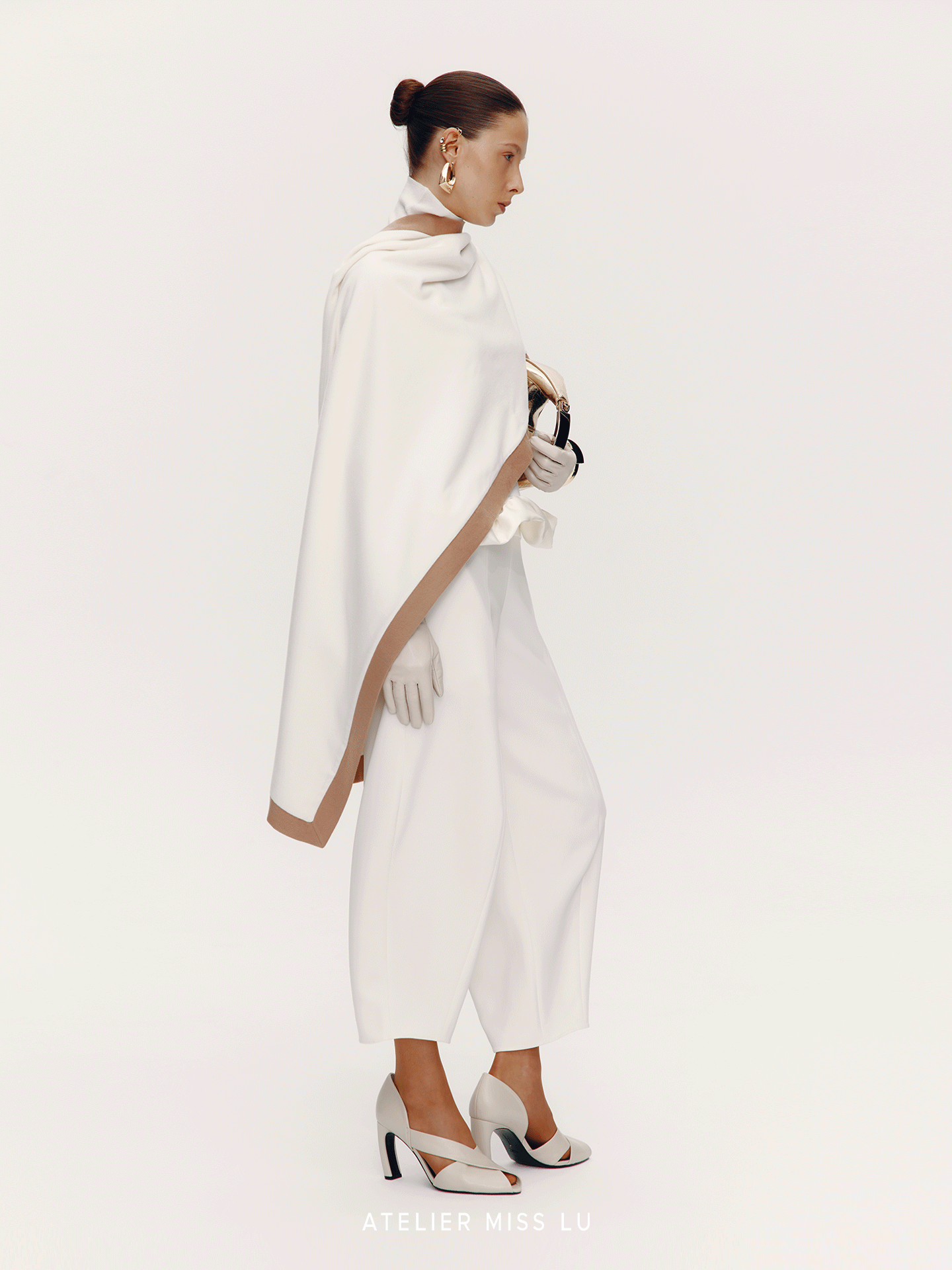 AtelierMissLu [Queen of the Moon] Old Money Style Contrasting Sheep Wool Blend Scarf - TENSE