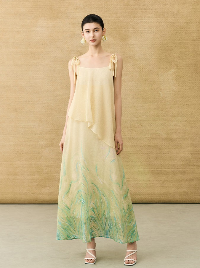 HECO Chinese Layered  Summer Smudge Temperament Long dress- ZING.
