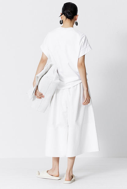 ZHUCHONGYUN short-sleeved cotton white T-shirt-YAMI.