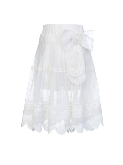 FAME openwork court-style organza embroidered skirt - JAXON