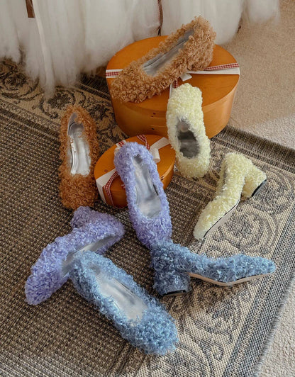 B-FEl lambswool shoes rolled mid heel-BUBA.