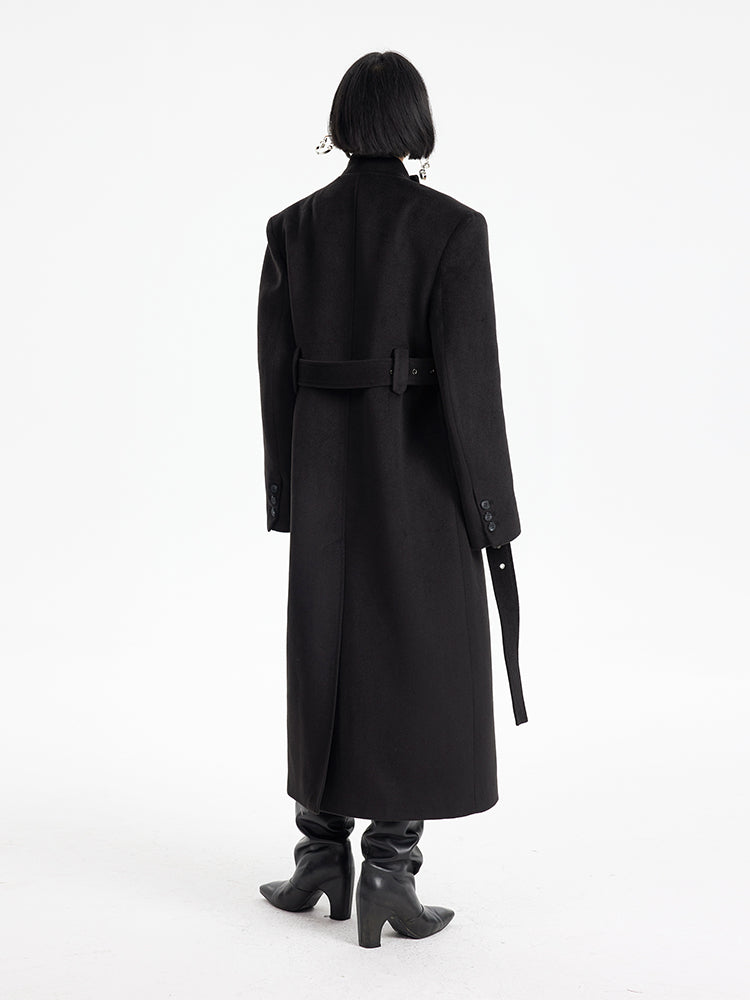 TINY IN  long black woolen coat-DADA