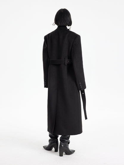 TINY IN  long black woolen coat-DADA
