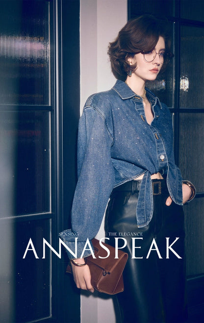 ANNASPEAK tied short cropped denim Jacket-SOTE.