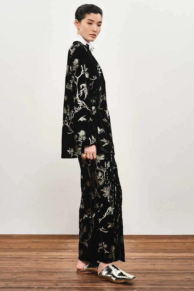 ZHUCHONGYUN Chinese nail bead stamped suede skirt--KEIGO.