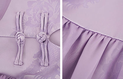 HECO [Feng Wu Clear Sleeves] New Chinese Standing Collar Buckle Flowing Dress- CLOAK.