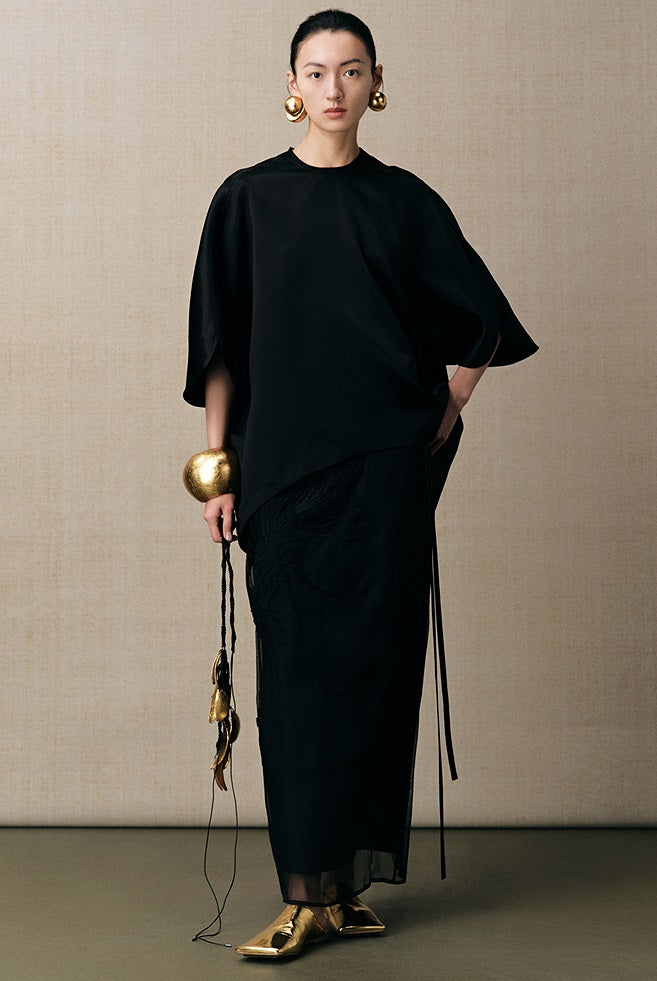 ZHUCHONGYUN black half sleeved crew neck top-CUB.