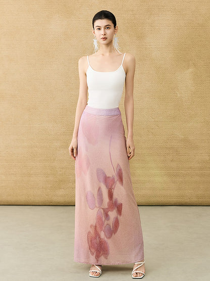HECO Chinese gradient floral flowing temperament skirt - SWAED.