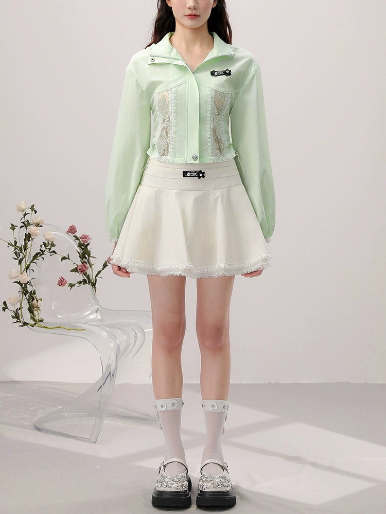 CHECOCRE Sexy Lace Hooded Top Cinched Waist Puffy Dress- INDUCE