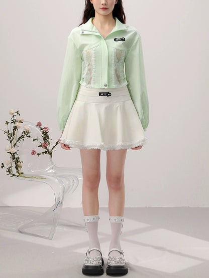 CHECOCRE Sexy Lace Hooded Top Cinched Waist Puffy Dress- INDUCE