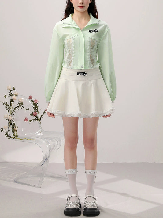 CHECOCRE Sexy Lace Hooded Top Cinched Waist Puffy Dress- INDUCE