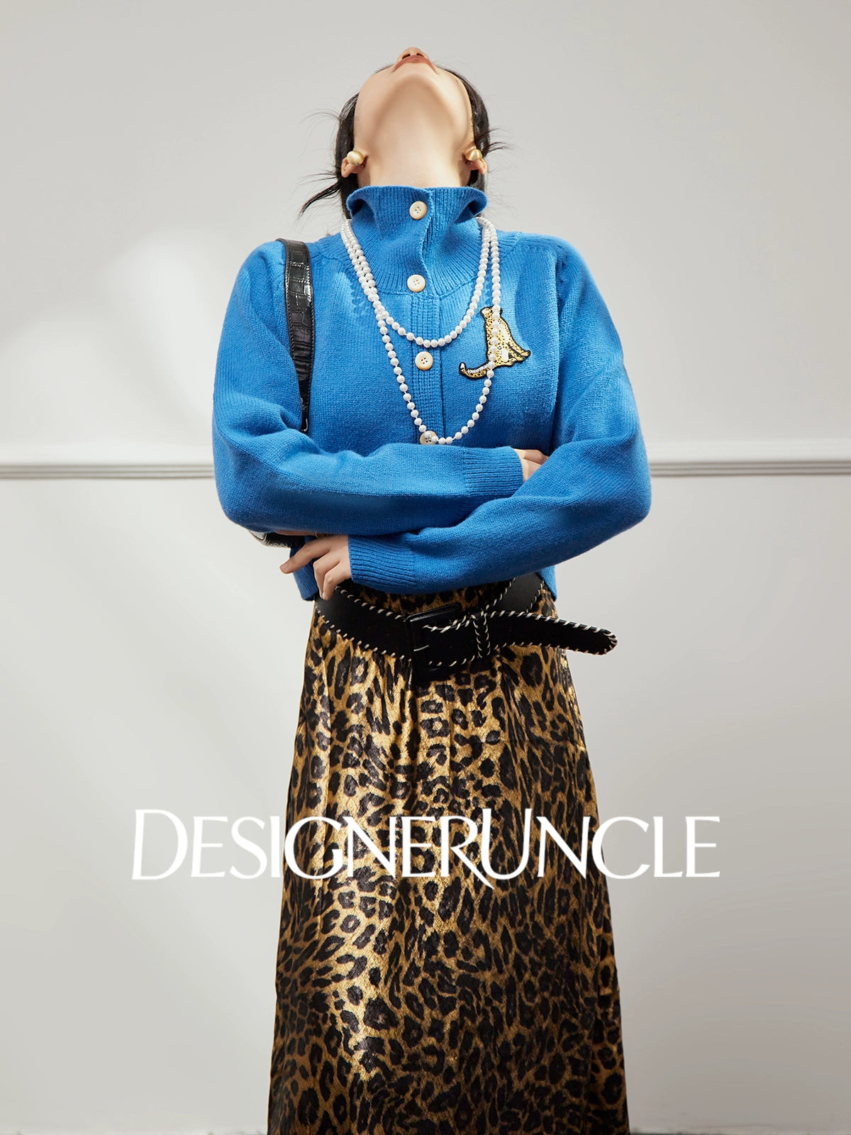 DGU×LAB "Lan Bao" blue cardigan lazy high-end knitted sweater  - LEVI