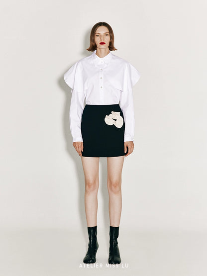 ATELIER MISS LU Arc Cut Playfully Stitched White Shirt - ATLAS