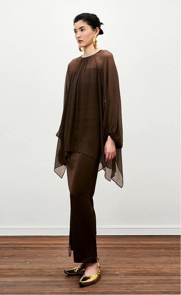 ZHUCHONGYUN tulle crewneck loose cover-up top-AGATSUMA.