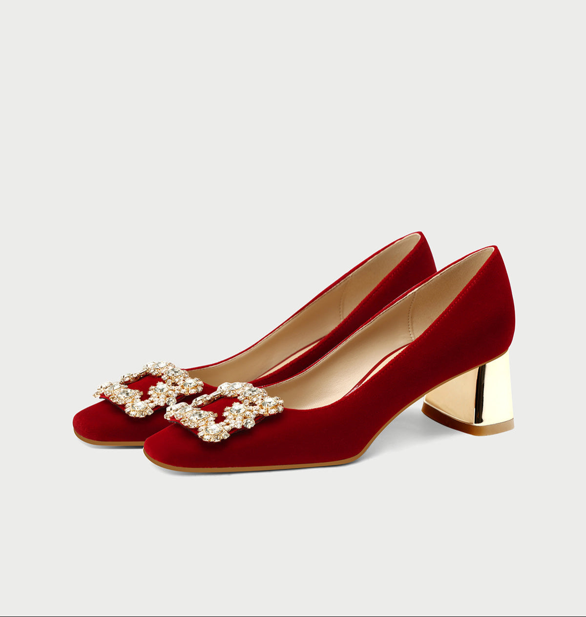 Pjjuu Beautiful Block Wedding Hexiu Wedding Heels - OUTSIDE