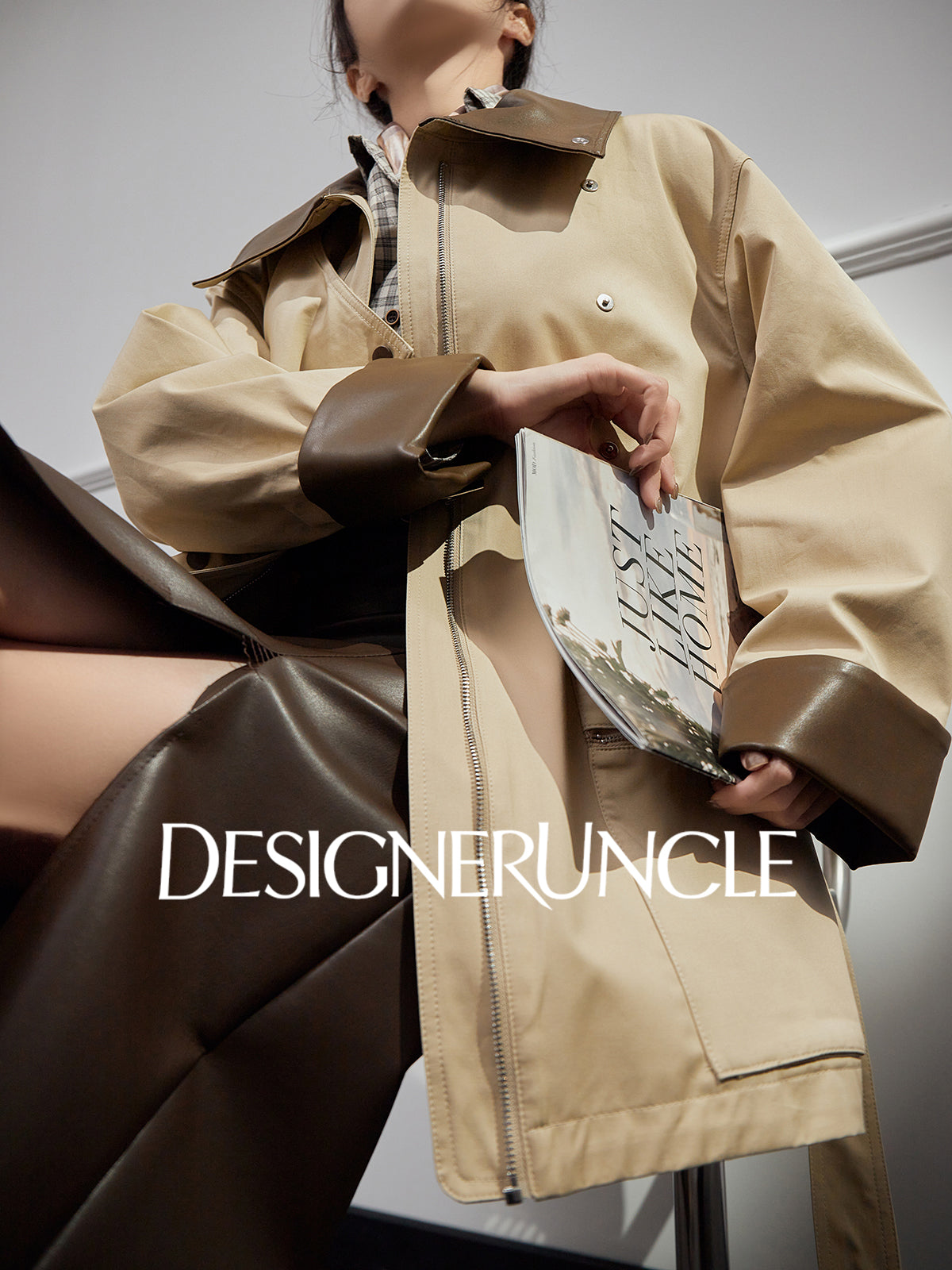DGU "Oak" Korean trench mid-length loose British style high-end jacket - David.